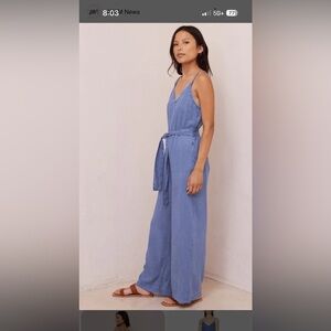 Bella Dahl Washed Navy Sleeveless Jumpsuit L
